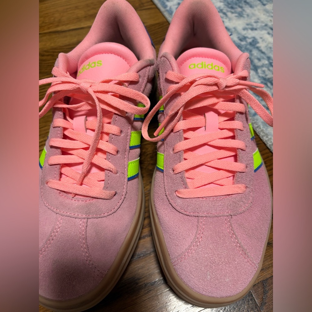 Adidas Women's Pink and Green Sneakers - Picture 5 of 8
